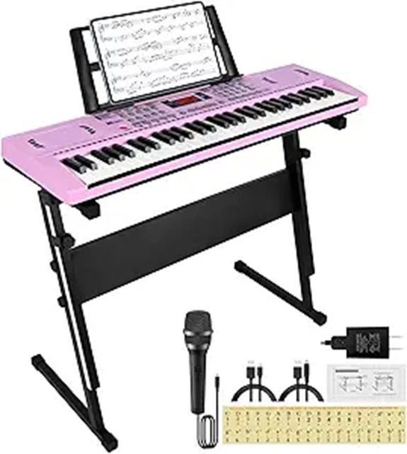 61-Key Digital Keyboard for Kids with Stand Pink