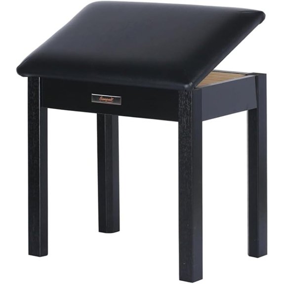 Solid Wood Piano Bench with Storage