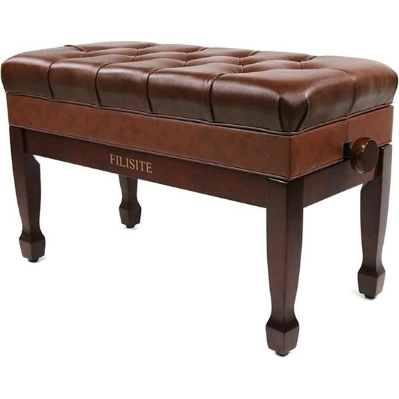 Genuine Leather Duet Piano Bench with Storage
