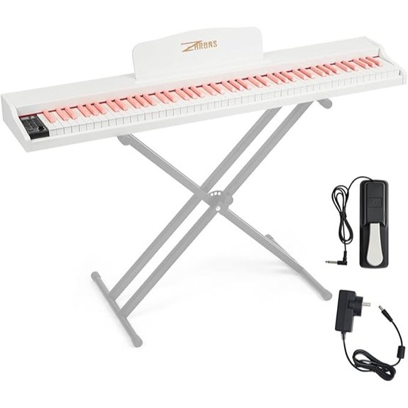ZHRUNS 88 Key Weighted Digital Piano Set (White)