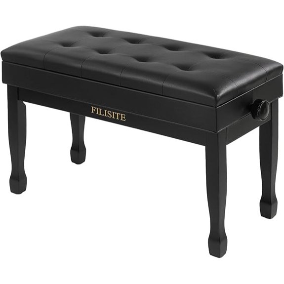 Adjustable Piano Bench with Storage and Cushion