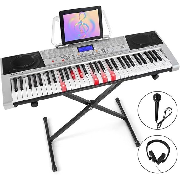 MUSTAR 61 Key Keyboard with Lighted Keys Bundle