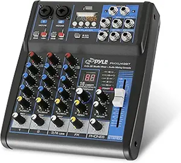 Pyle 4-Channel Audio Mixer with Bluetooth