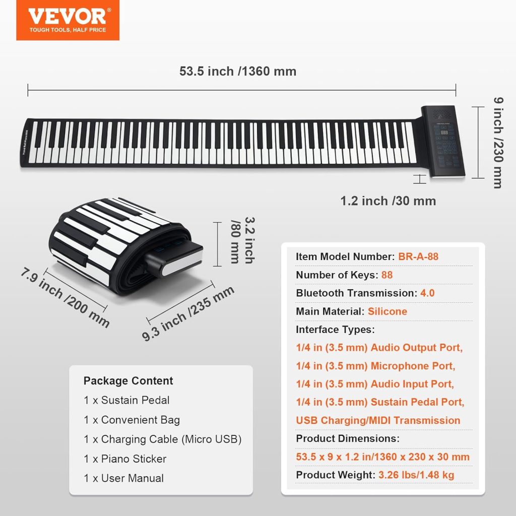VEVOR 88 keys Roll Up Keyboard Piano