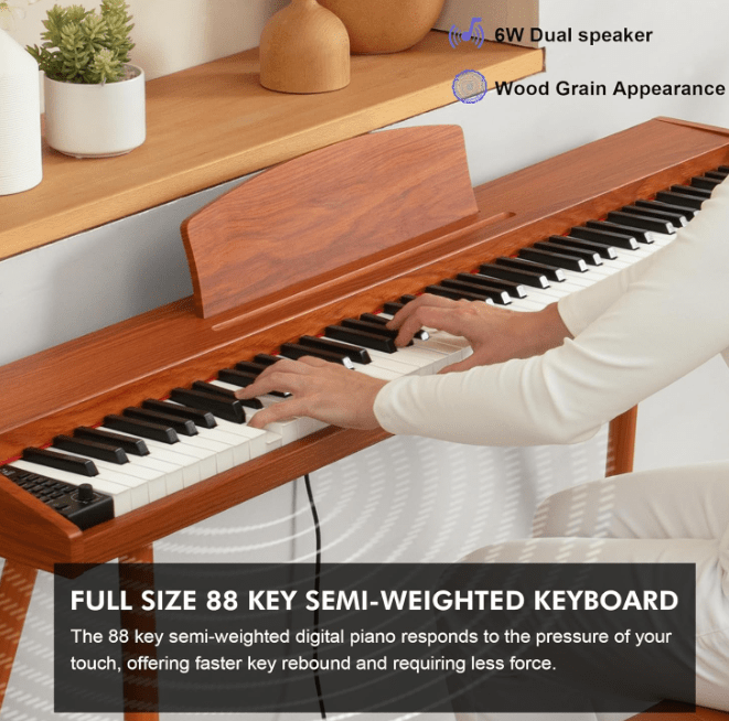 UISCOM Digital Piano Keyboard 88 Key Semi-Weighted for Beginners