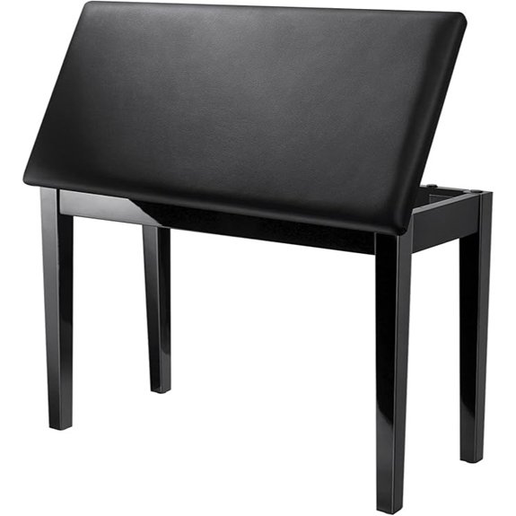 Donner Duet Piano Bench with Storage (Black)