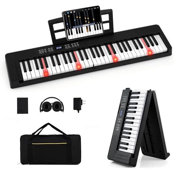 Costzon 61 Key Folding Piano Keyboard with Case