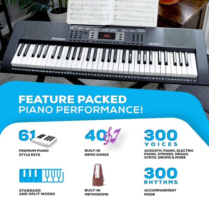 Alesis Melody 61 Key Keyboard Piano for Beginners