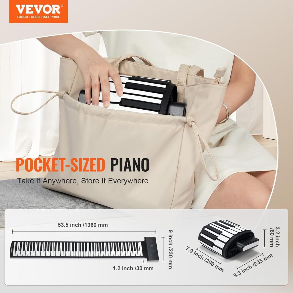 VEVOR Roll Up Keyboard Piano dimensions
