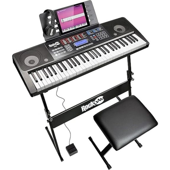 RockJam 61-Key Keyboard with Bench and Pedals