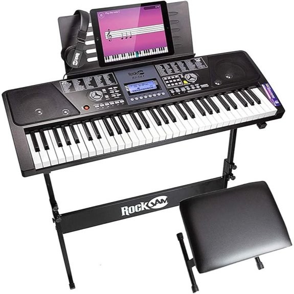 RockJam 61-Key Keyboard Kit with Stand and Lessons