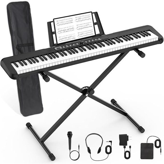 88-Key Digital Piano with Stand Pedal Bluetooth MIDI