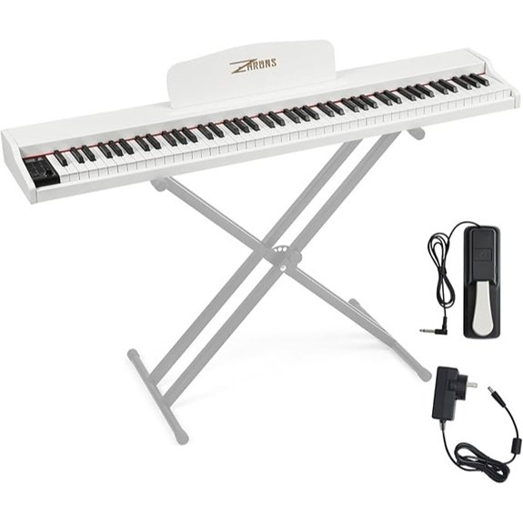 ZHRUNS 88-Key Weighted Digital Piano Keyboard (White)