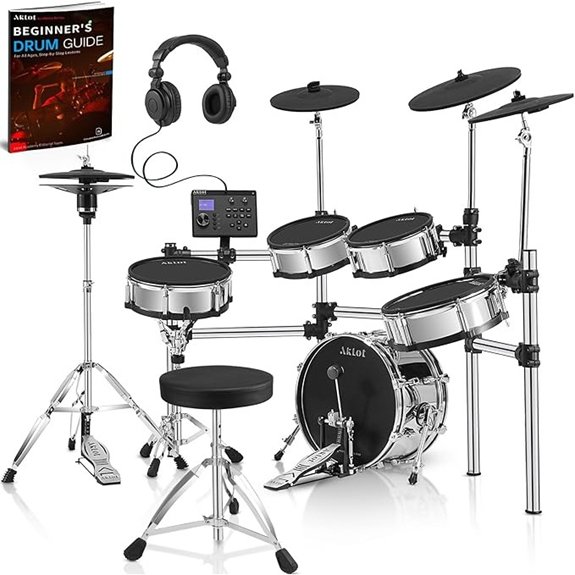 AKLOT Acoustic-Style Electric Drum Set with Mesh Pads