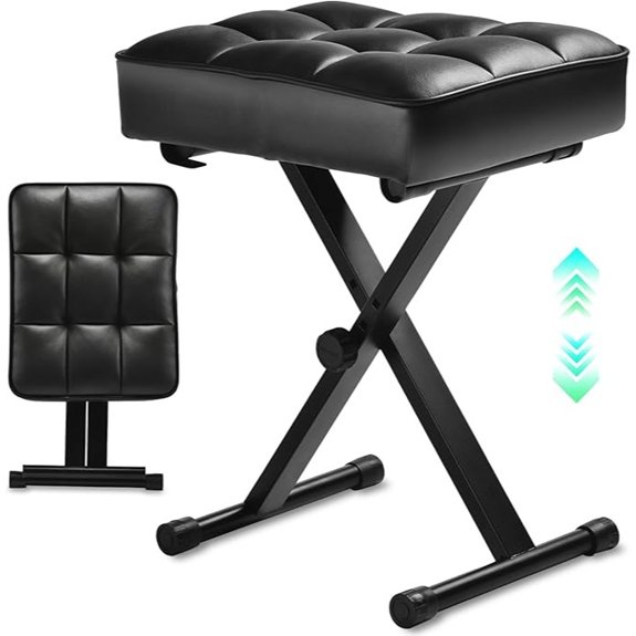 Adjustable Keyboard Bench with High-Rebound Cushion Black