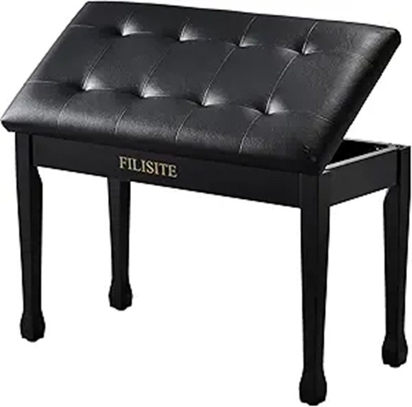 Duet Piano Bench with Storage (Black)