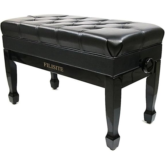 Genuine Leather Duet Piano Bench with Storage
