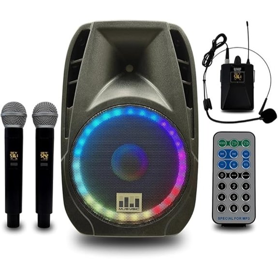 MUSYSIC 2000W Portable Bluetooth Speaker System with Mics