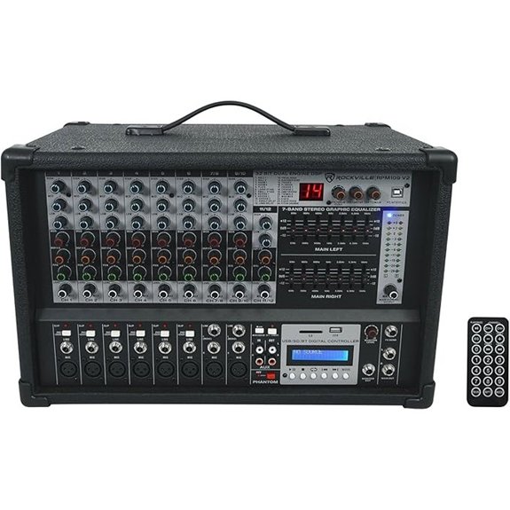 Rockville RPM109 V2 12-Channel Powered Mixer with Bluetooth