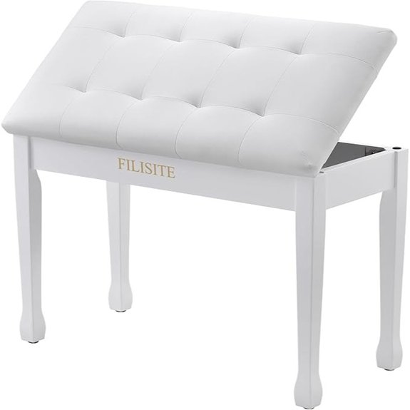 Duet Piano Bench with Storage (White)