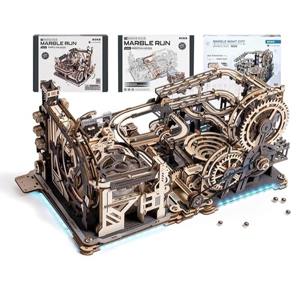 ROKR 3-in-1 Electric Wooden Marble Run Toy